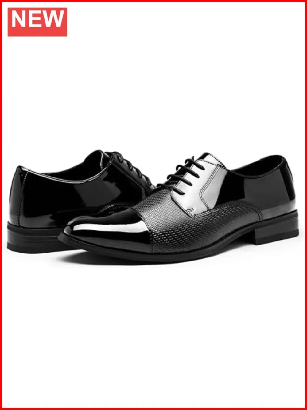 Men's Patent Oxford Dress Shoes Tuxedo Comfortable Formal Cap Toe